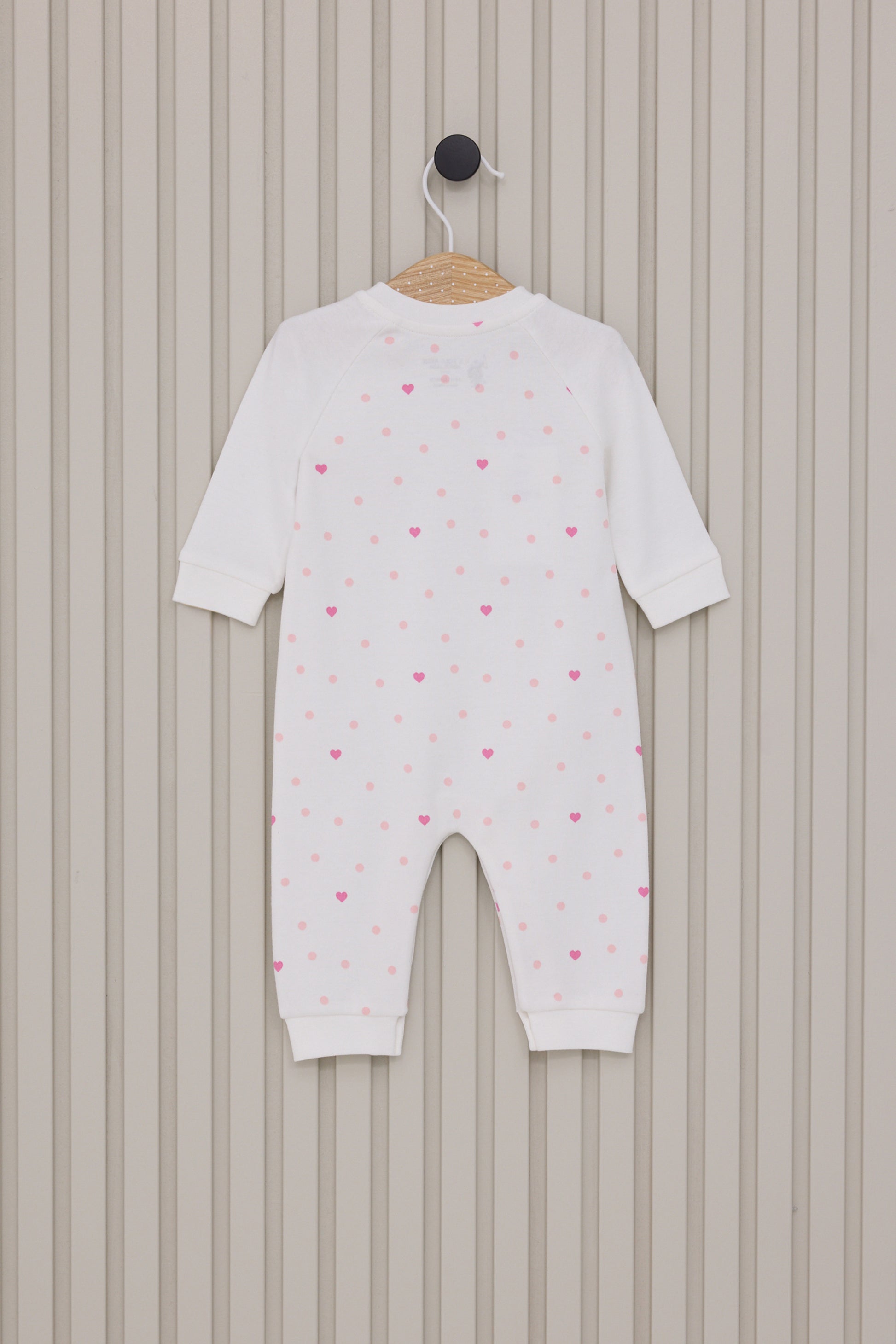 Baby Girl White Heart Pattern 100% Cotton Long Sleeve Jumpsuit