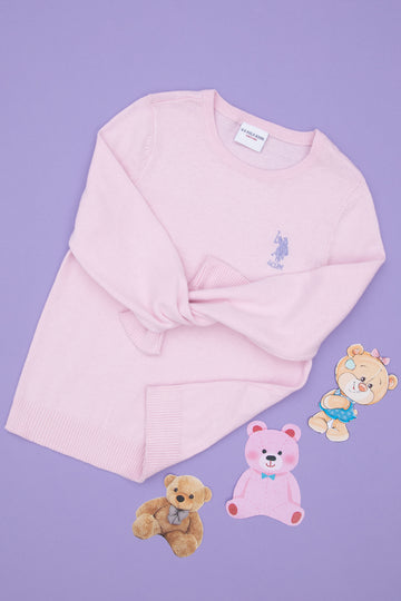Girls' Pink Basic Sweater