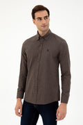 Men's Brown Long Sleeve Basic Shirt