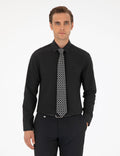 Black Slim Fit Long Sleeve Basic Shirt