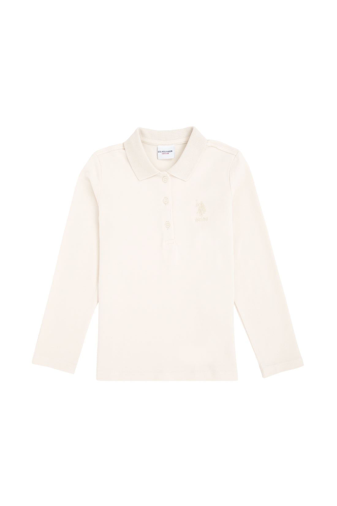 Girls' Cream Polo Collar Basic Sweatshirt