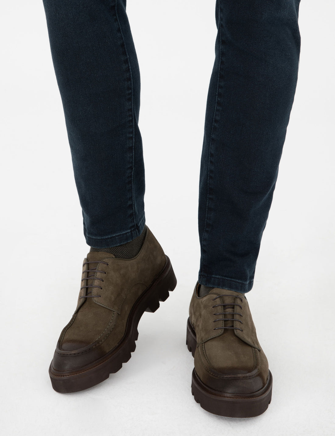 Khaki 100% Leather Casual Shoes