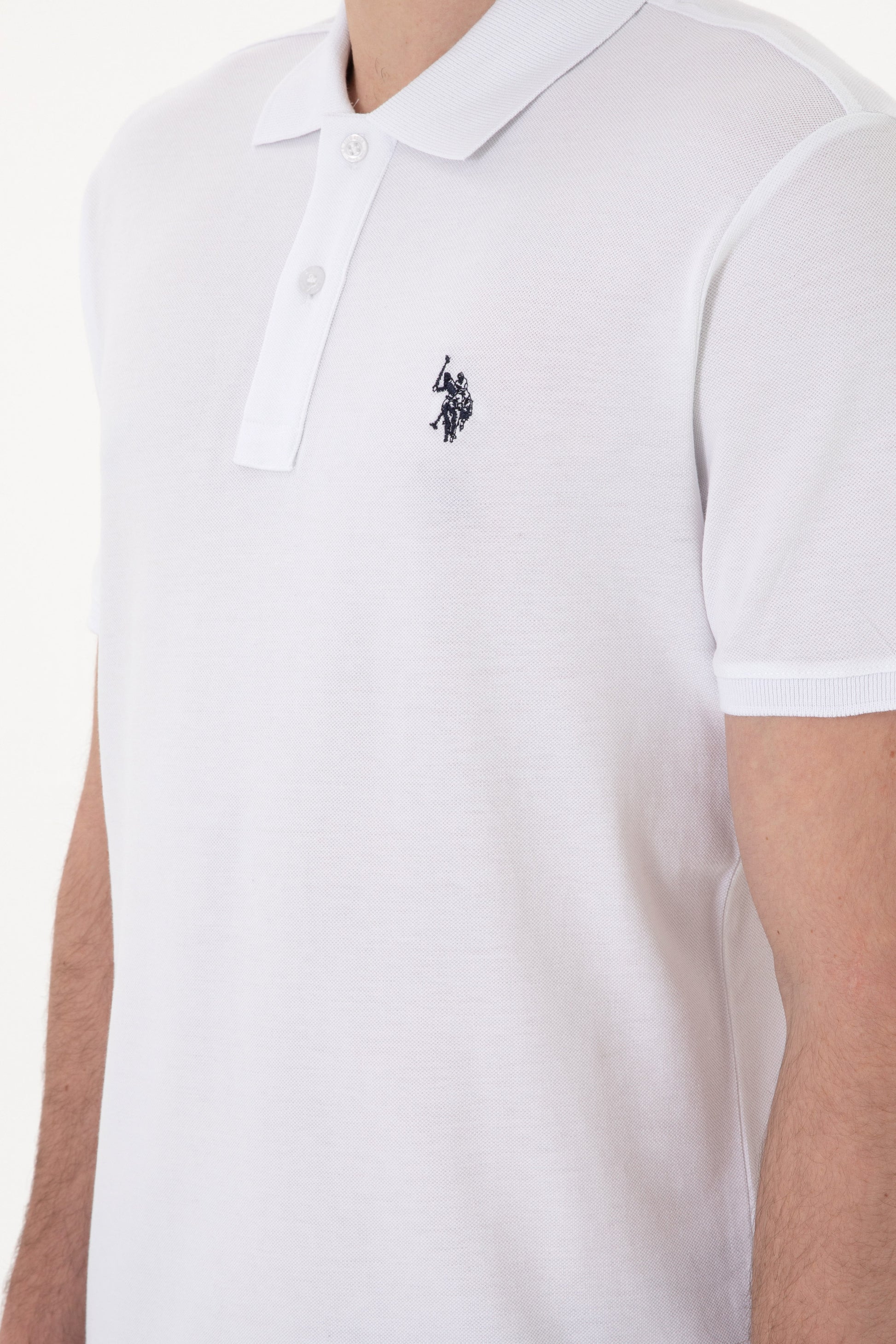 Men's Slim Fit Polo Neck White Basic T-Shirt