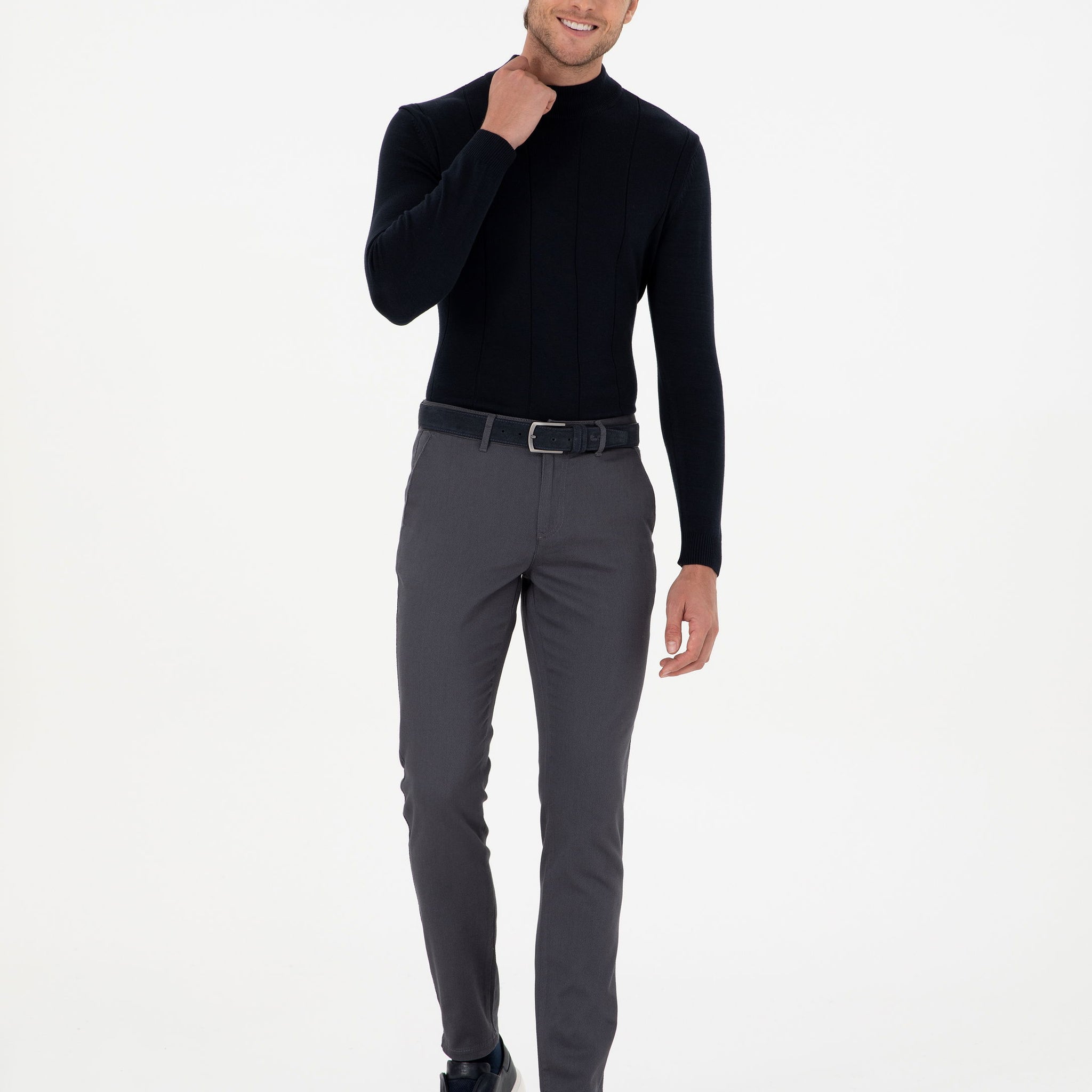 Anthracite Slim Fit Canvas Pants