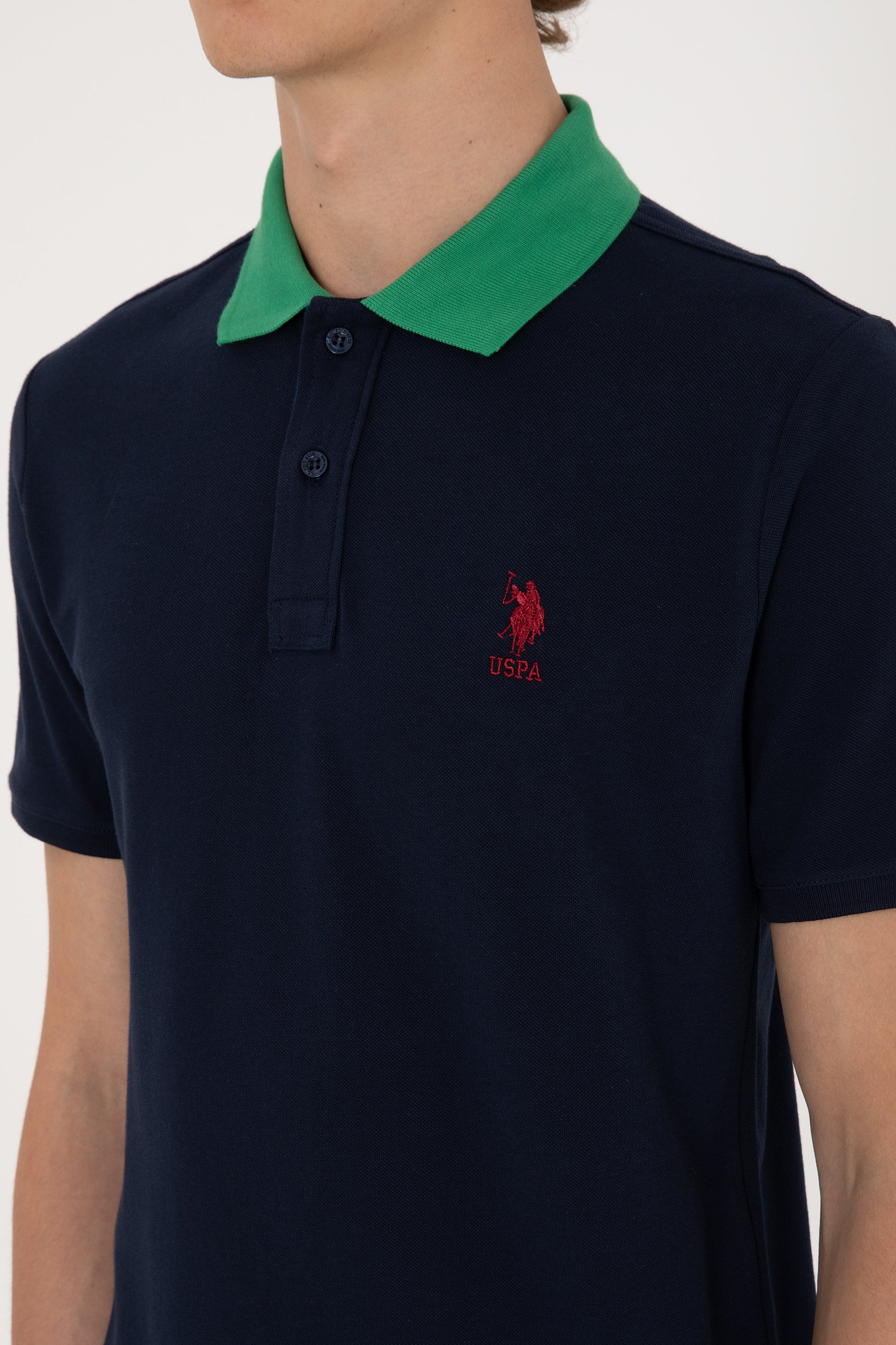 Men's Regular Fit Polo Neck Navy T-Shirt