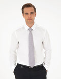 White Slim Fit Long Sleeve Basic Shirt