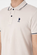 Men's Slim Fit Polo Neck Stone Basic T-Shirt