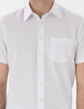 White Basic Regular Fit Short Sleeve Pocket Shirt