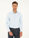 Light Blue Slim Fit Chunky Long Sleeve Shirt