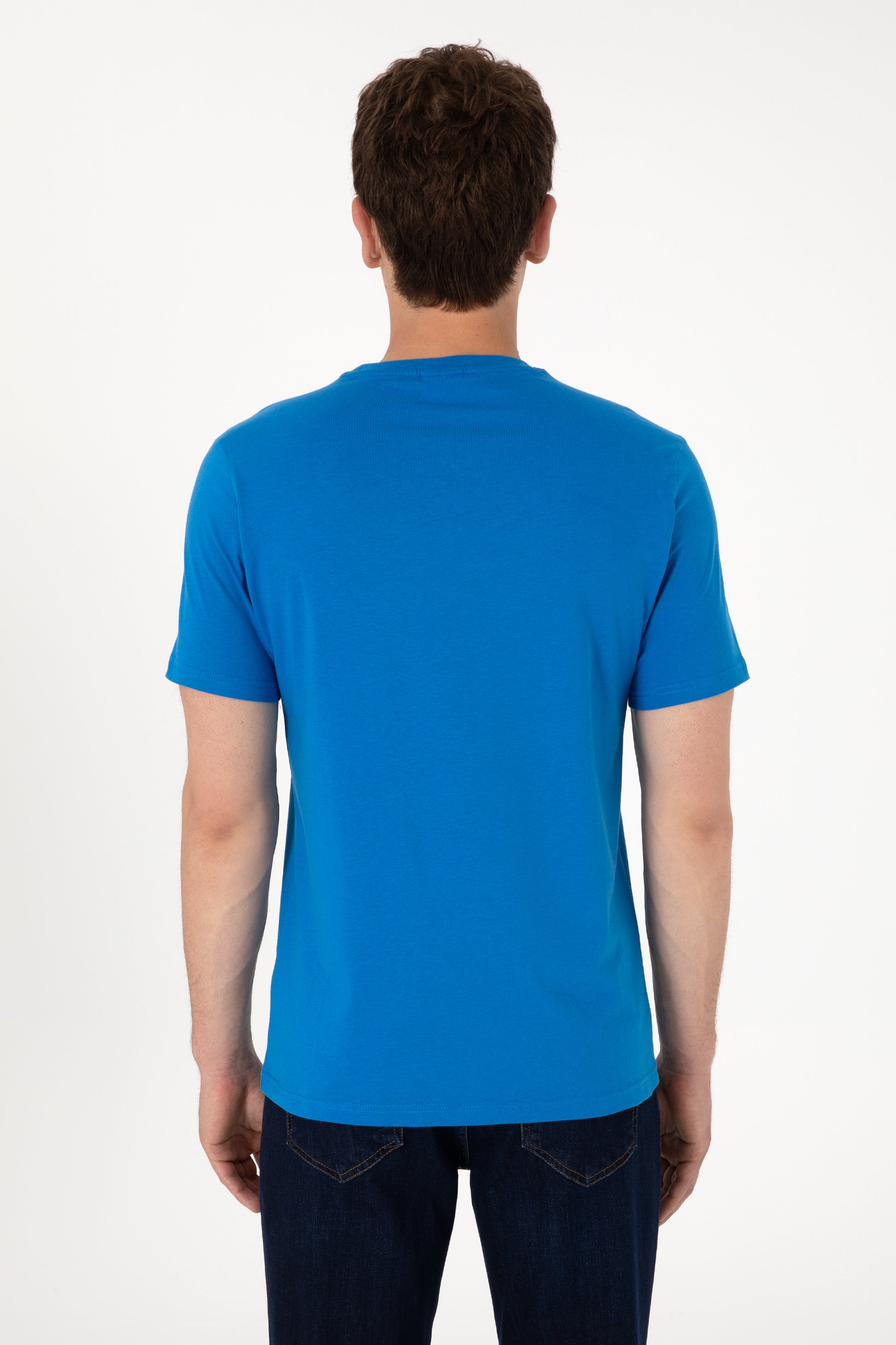 Men's Regular Fit Crew Neck Cobalt Blue T-Shirt