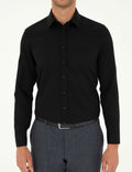 Black Slim Fit Chunky Long Sleeve Shirt