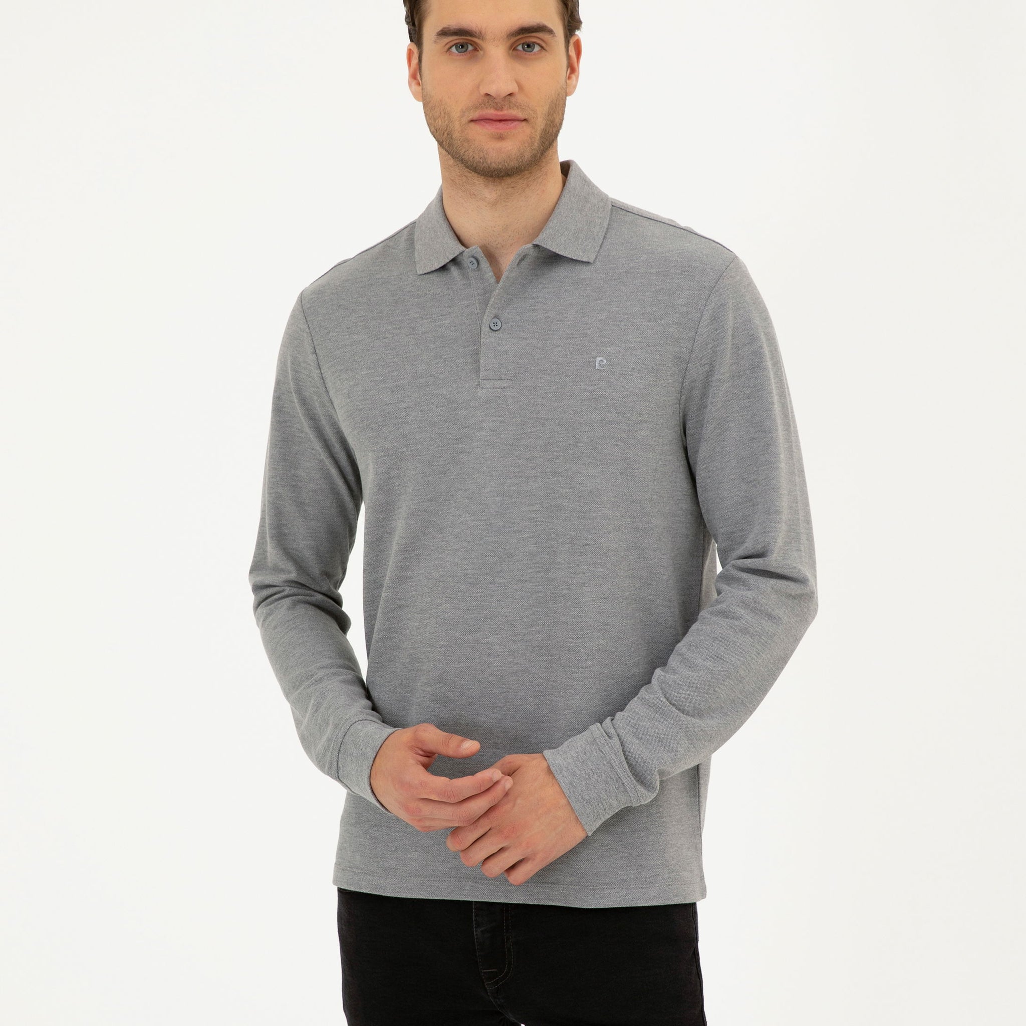 Grey Melange Slim Fit Basic Sweatshirt