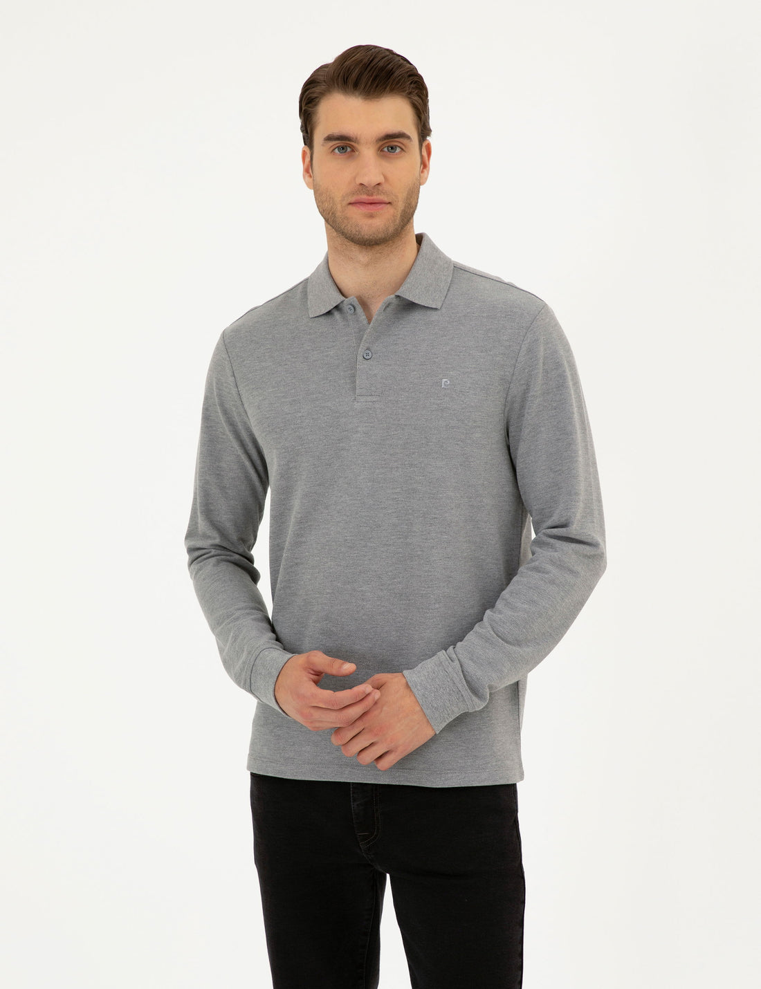 Grey Melange Slim Fit Basic Sweatshirt