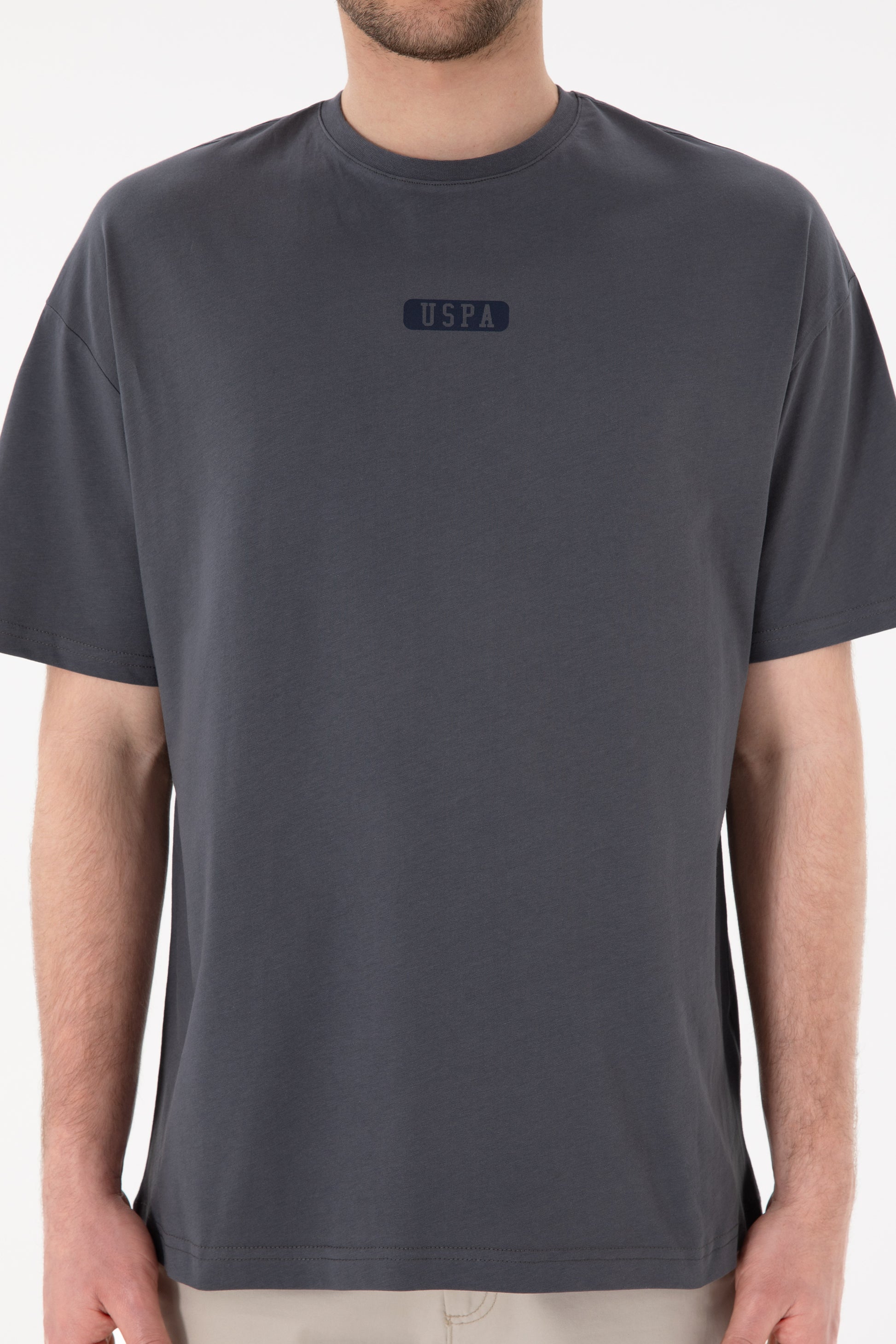 Men's Oversize Fit Crew Neck Anthracite T-Shirt
