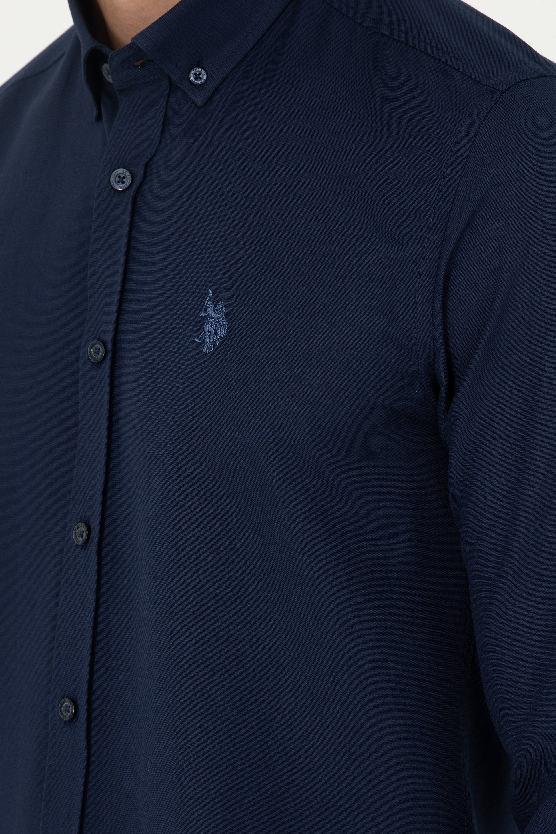 Men's Navy Blue Long Sleeve Basic Shirt