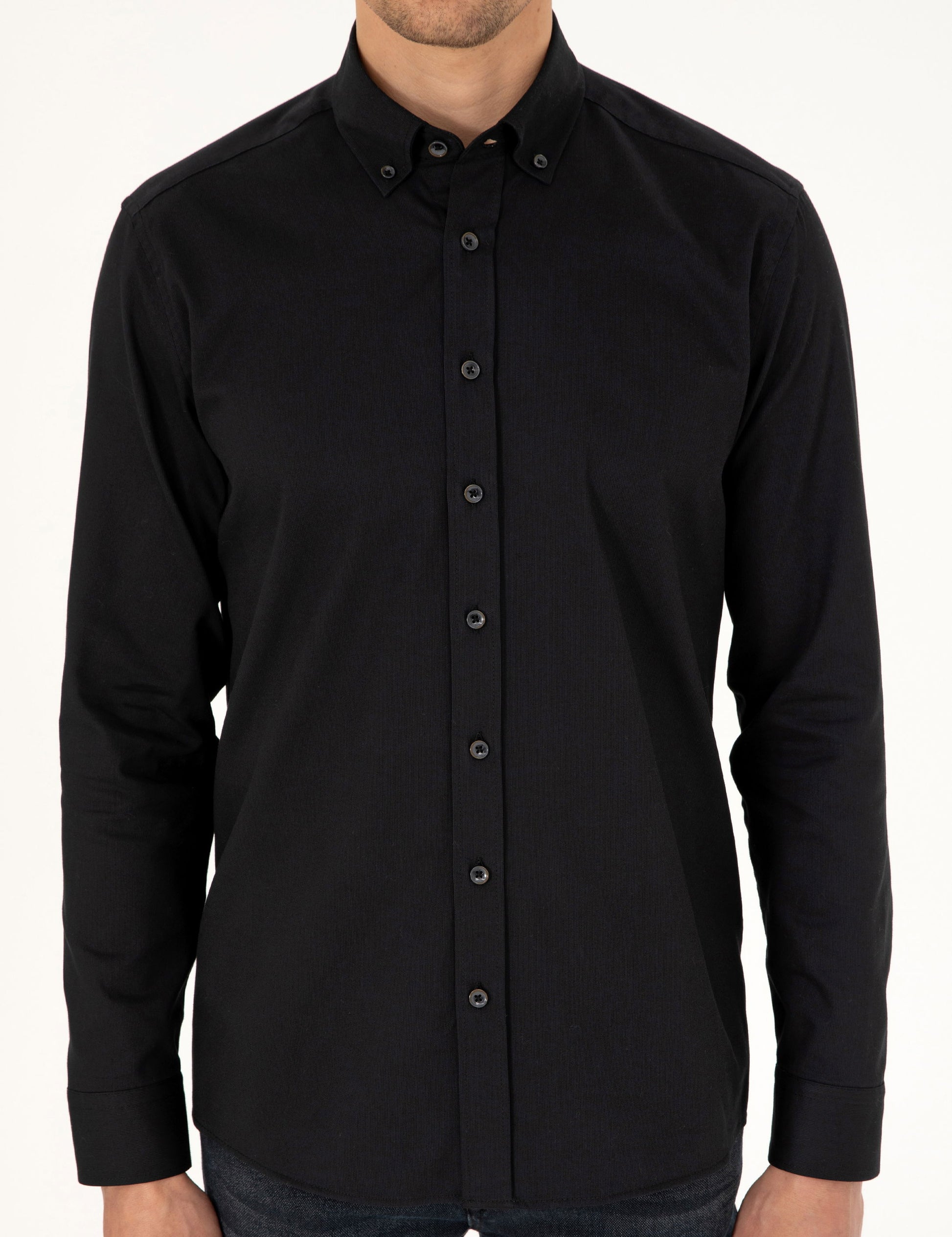Black Regular Fit Long Sleeve Shirt