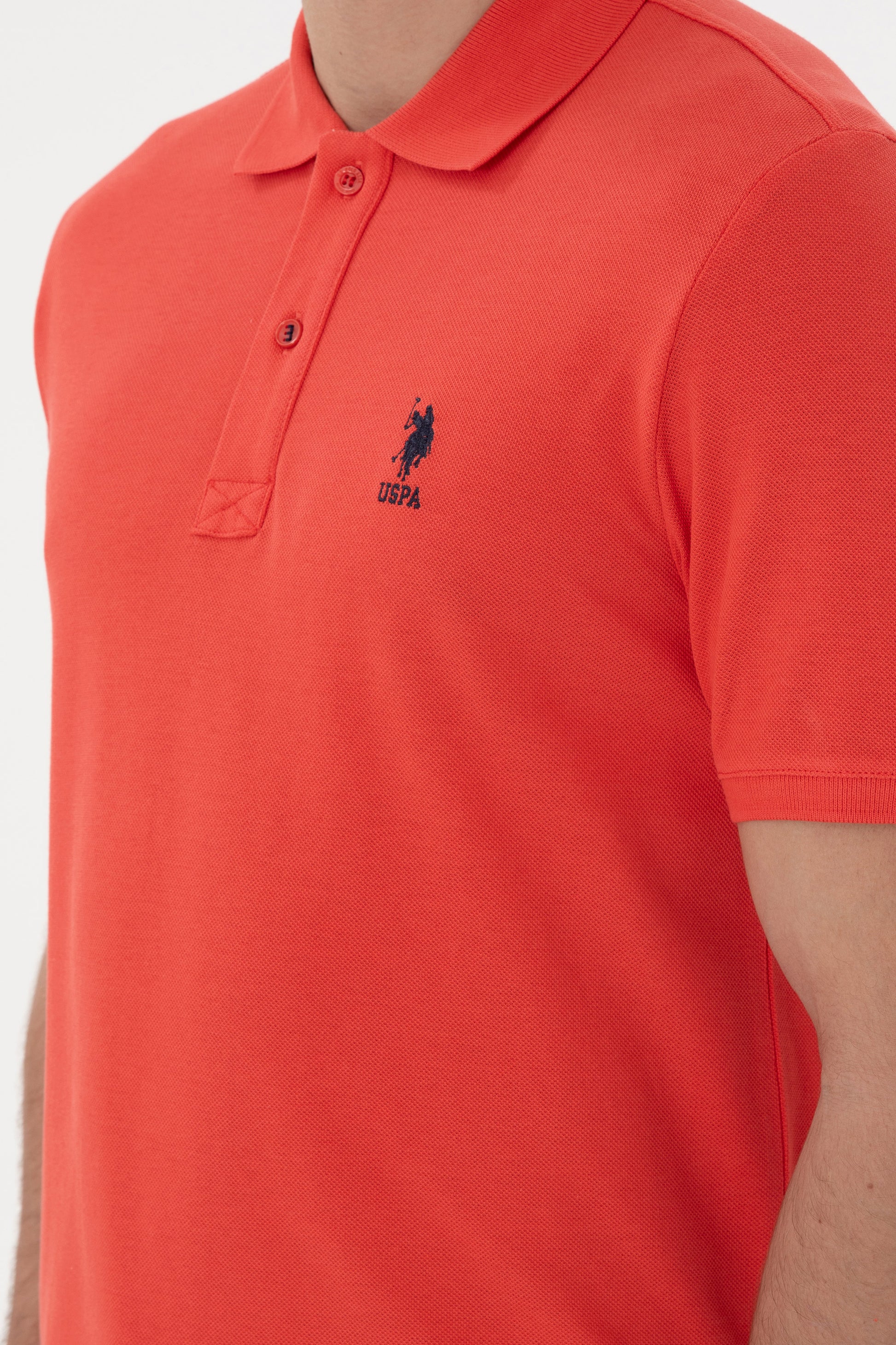 Men's Regular Fit Polo Neck Red Basic T-Shirt