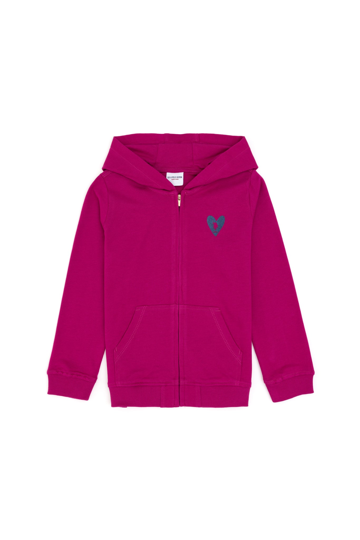 Girls' Fuchsia Zipper Basic Sweatshirt