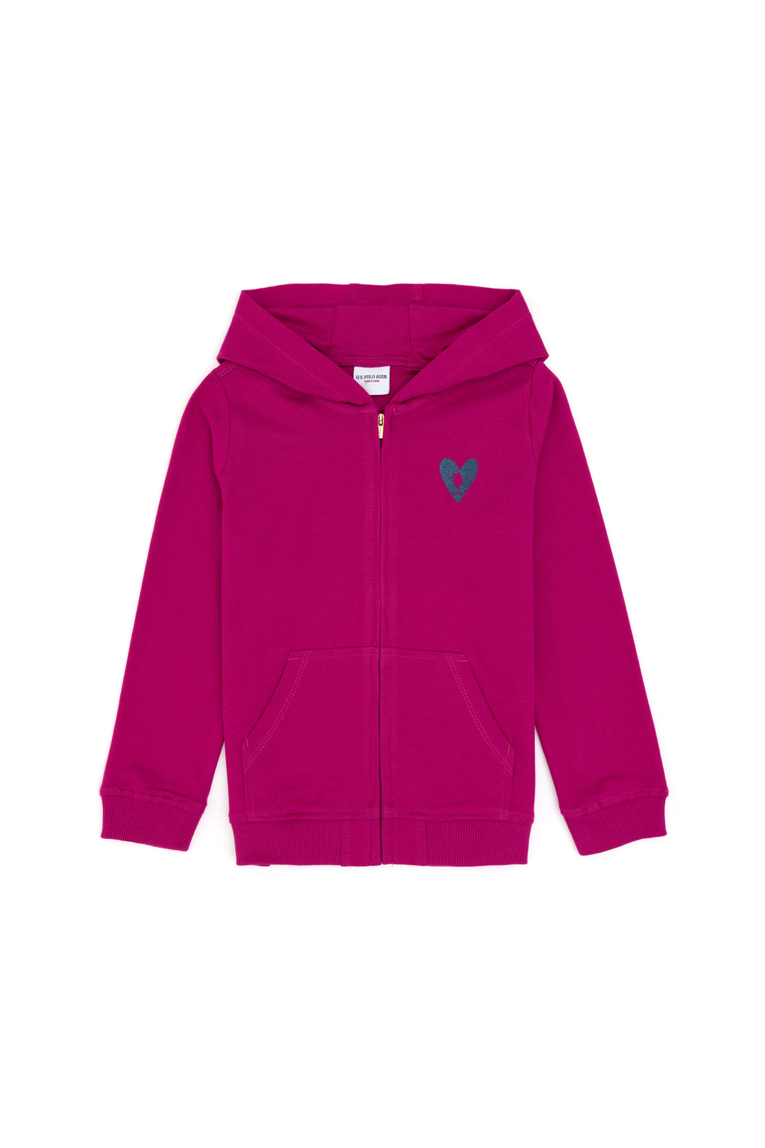 Girls' Fuchsia Zipper Basic Sweatshirt