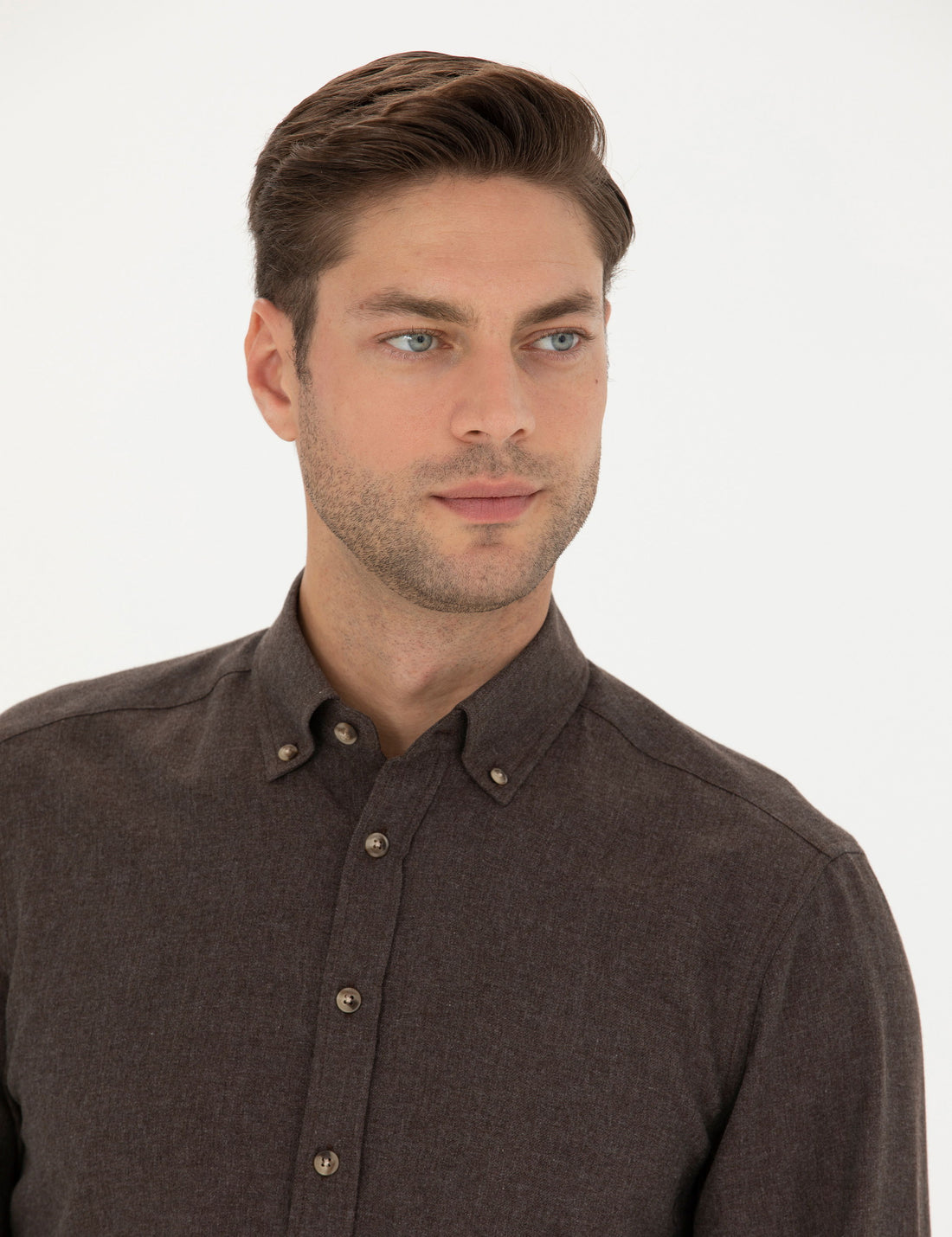 Brown Slim Fit Long Sleeve Shirt