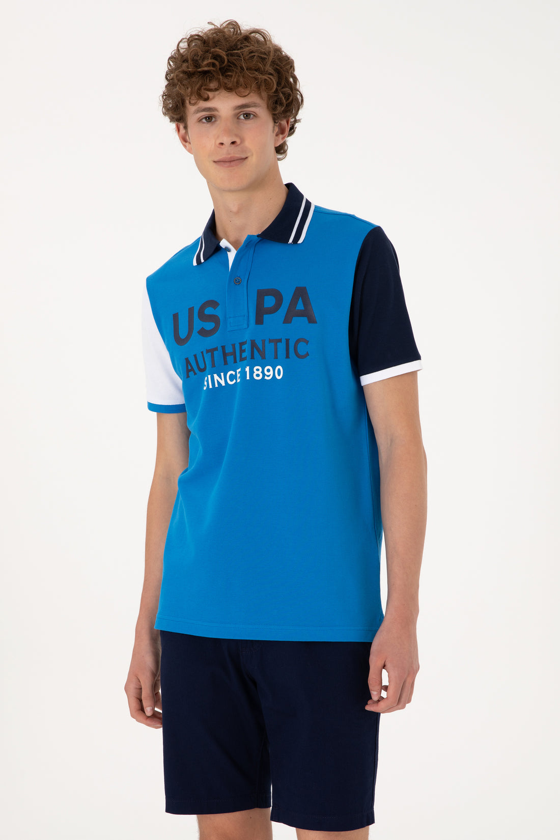 Men's Regular Fit Polo Neck Cobalt Blue T-Shirt