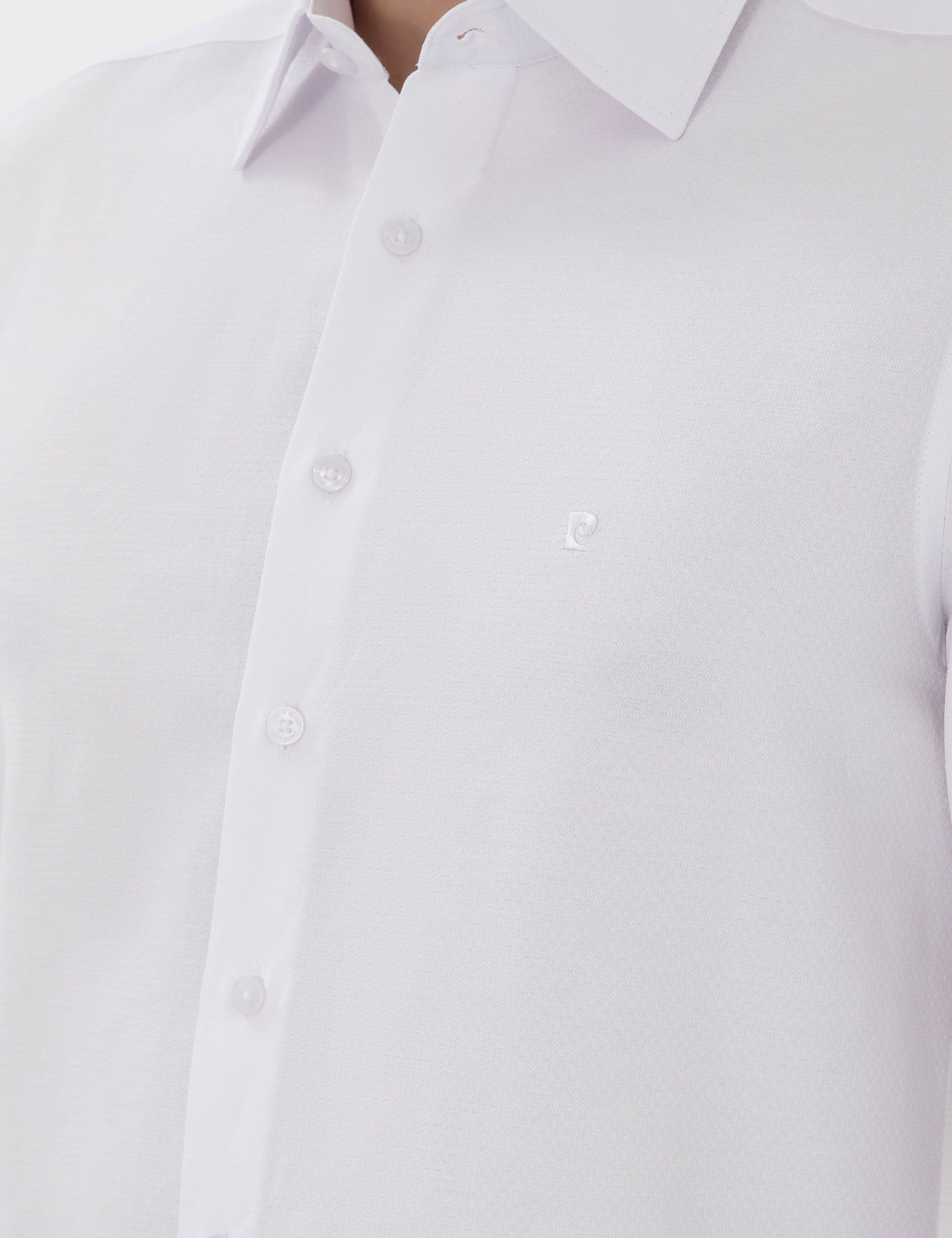 White Italian Collar Ruffle Long Sleeve Shirt