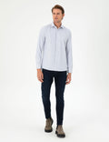 Light Blue Striped Slim Fit Long Sleeve Shirt