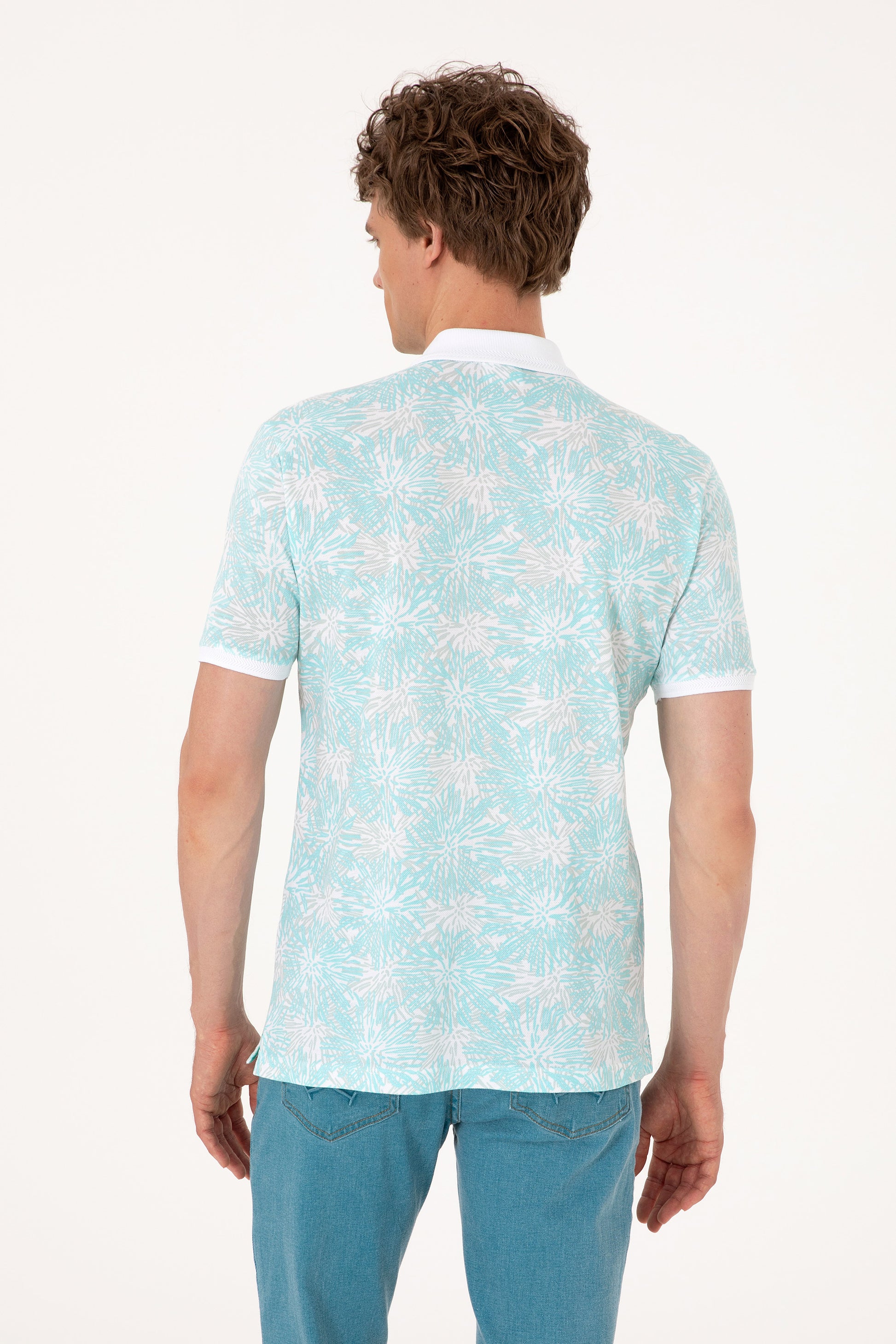 Men's Regular Fit Polo Neck Mint T-Shirt