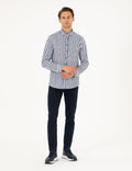 Navy Blue Slim Fit Long Sleeve Shirt