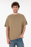 Men's Oversize Fit Crew Neck Khaki T-shirt