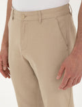 Beige Carrot Fit Linen Blended Canvas Pants