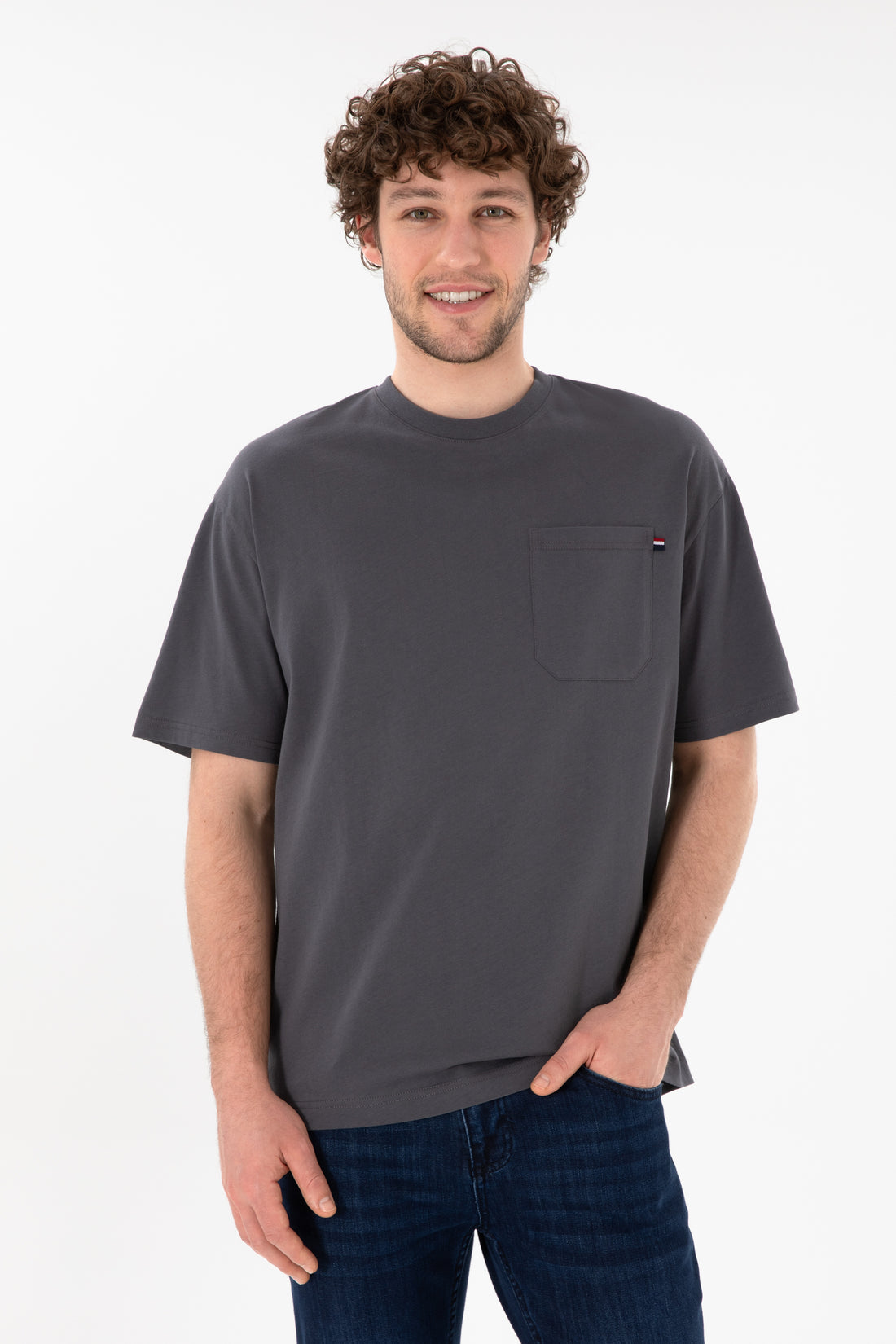 Men's Comfort Fit Crew Neck Anthracite T-Shirt