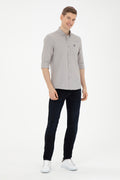 Men's Dark Gray Long Sleeve Basic Shirt