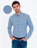 Navy Blue Slim Fit Long Sleeve Shirt