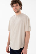 Men's Long Fit Crew Neck Stone Basic T-Shirt