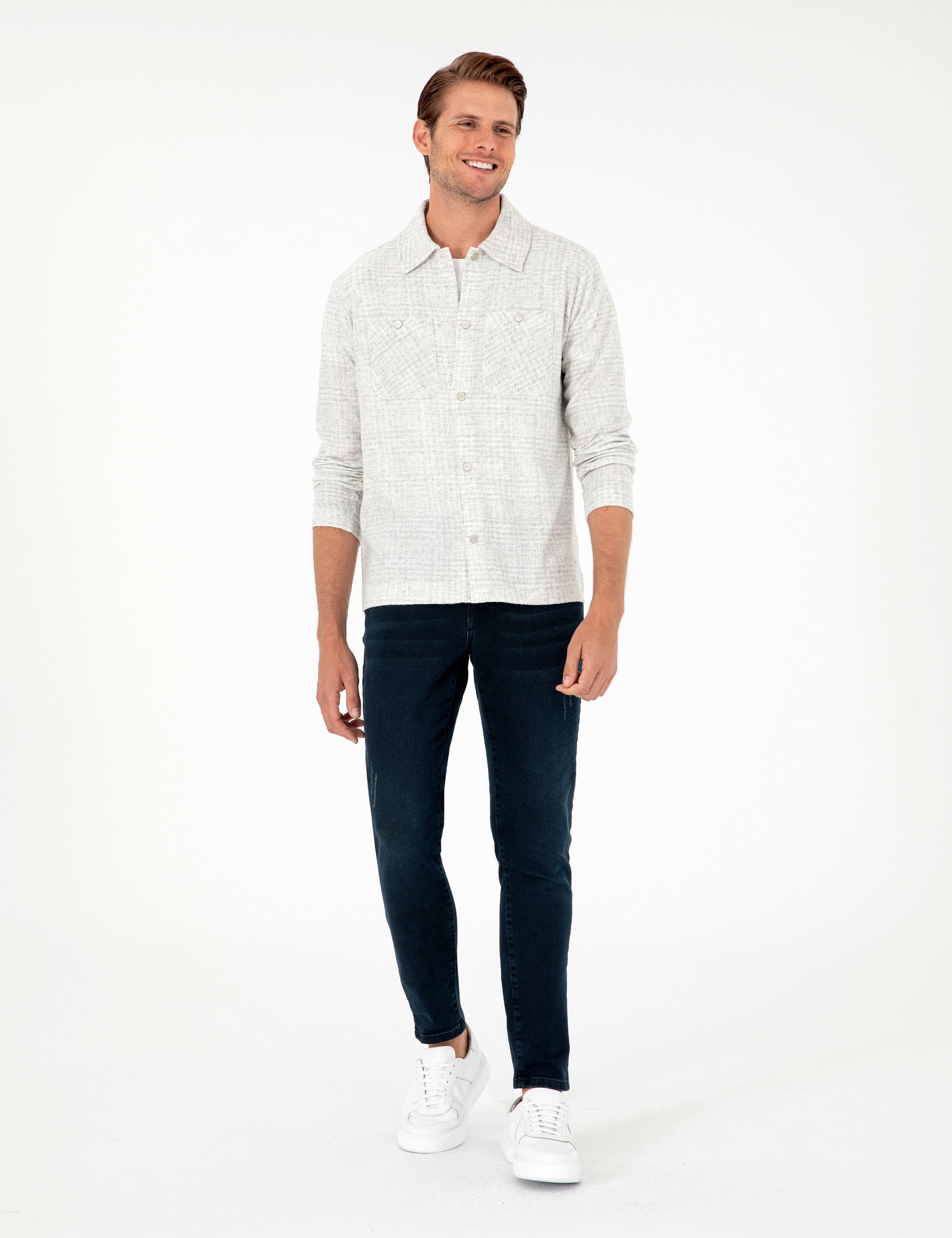 Light Grey Regular Fit Knitted Shirt