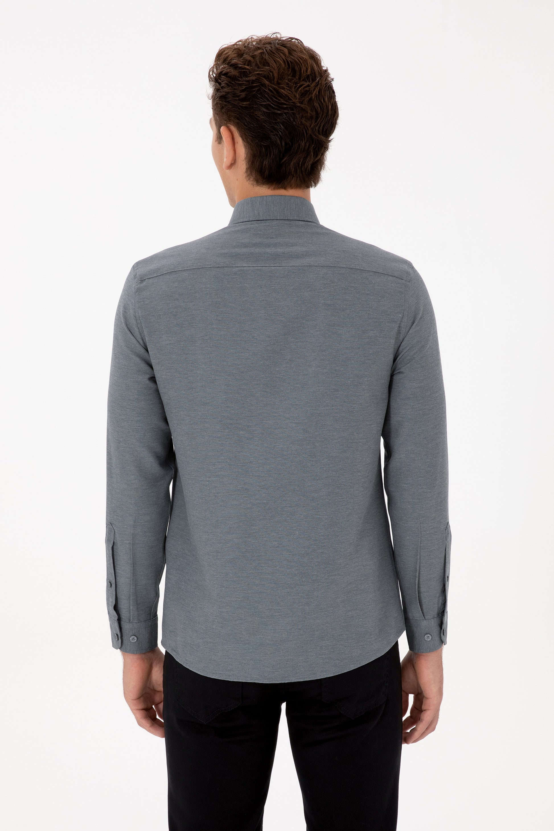 Men's Anthracite Long Sleeve Basic Shirt