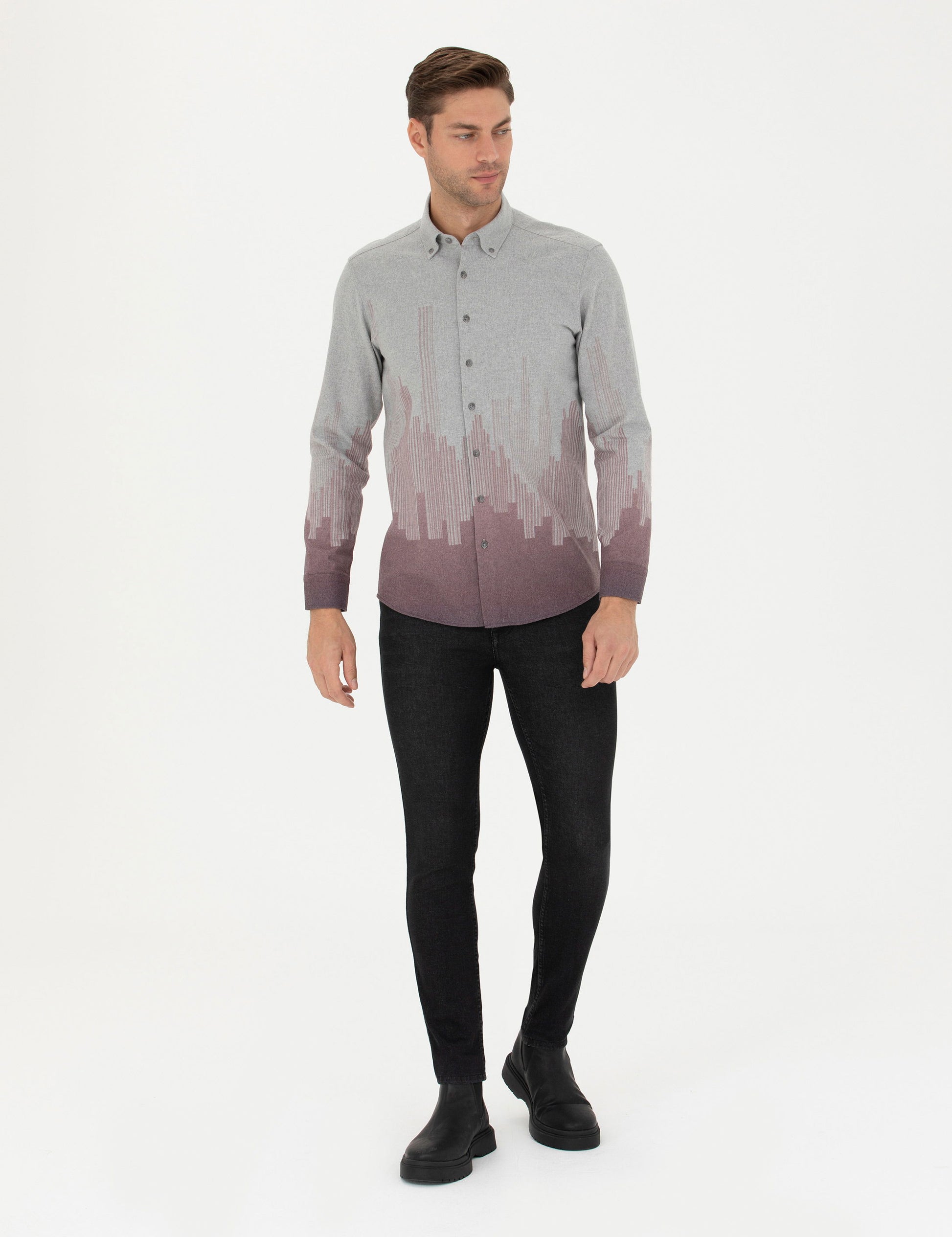 Burgundy Slim Fit Long Sleeve Shirt