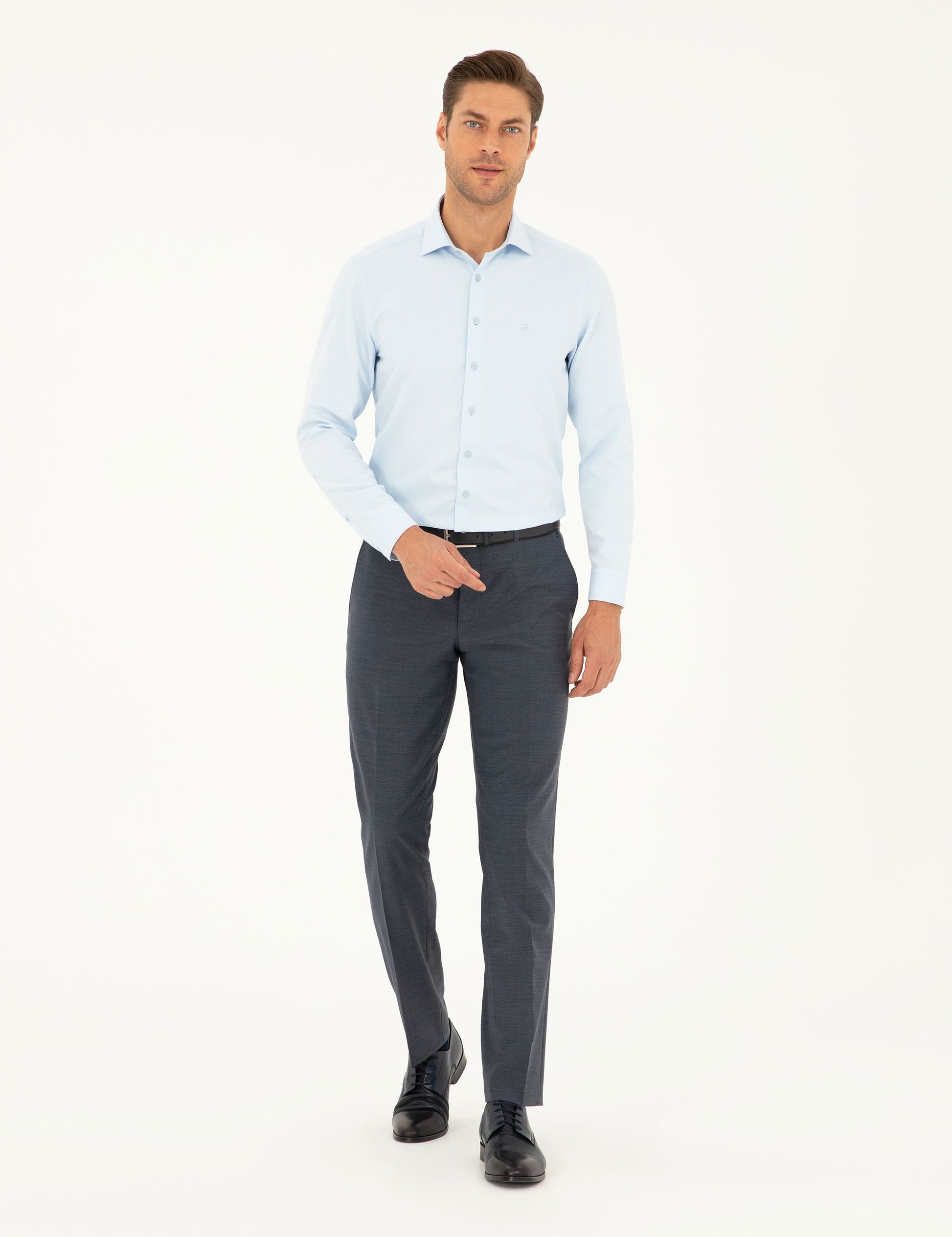 Light Blue Slim Fit Chunky Long Sleeve Shirt