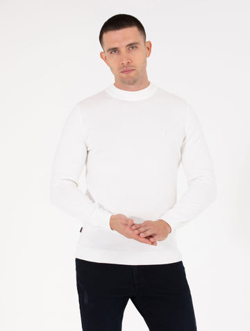 Ecru Slim Fit Quarter Neck Basic Knitwear Sweater