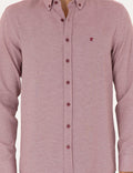 Burgundy Oxford Slim Fit Long Sleeve Shirt