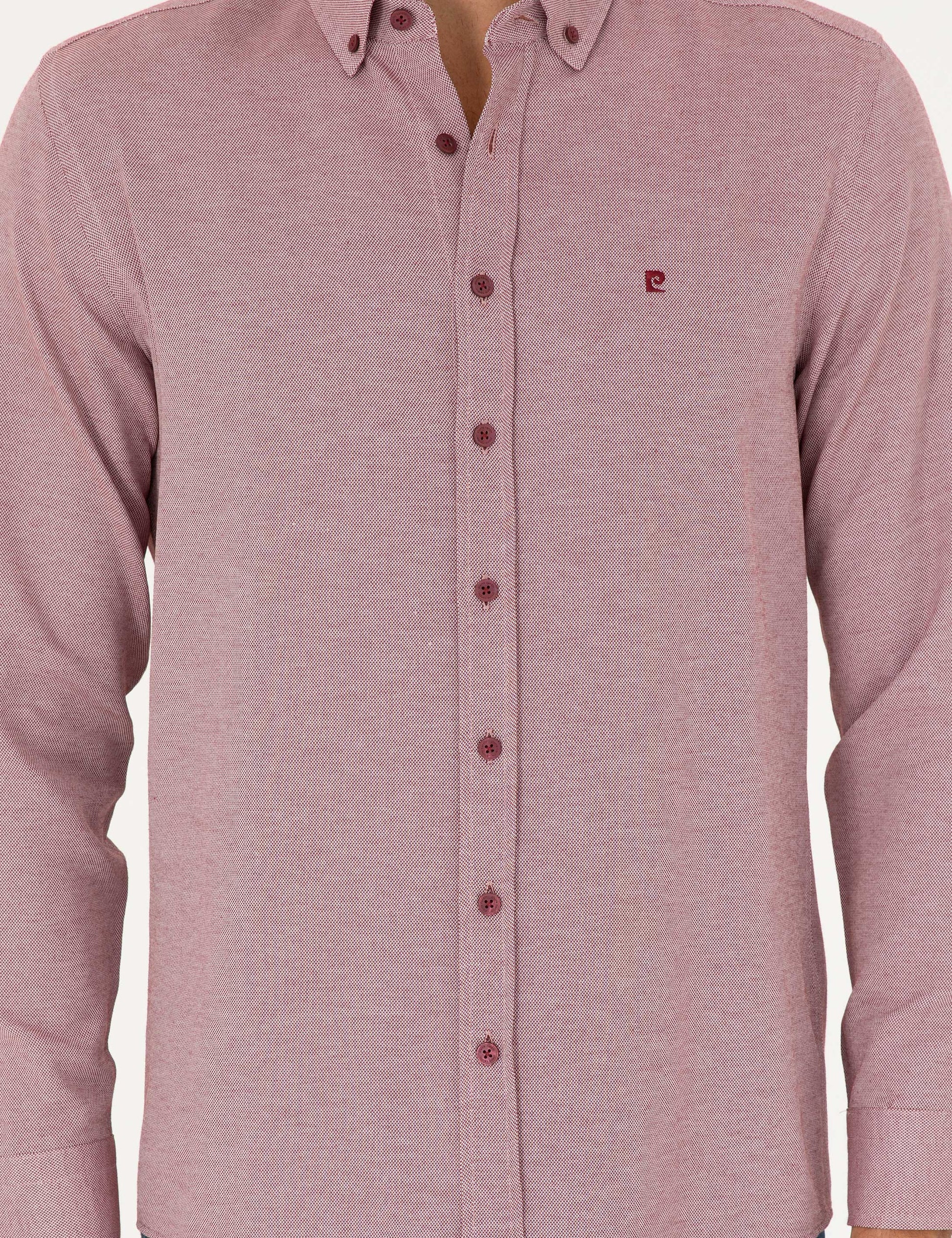 Burgundy Oxford Slim Fit Long Sleeve Shirt