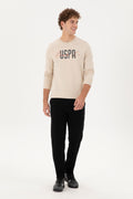 Men's Regular Fit Crew Neck Printed Stone Sweatshirt