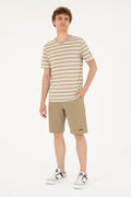 Men's Regular Fit Crew Neck Light Khaki T-Shirt