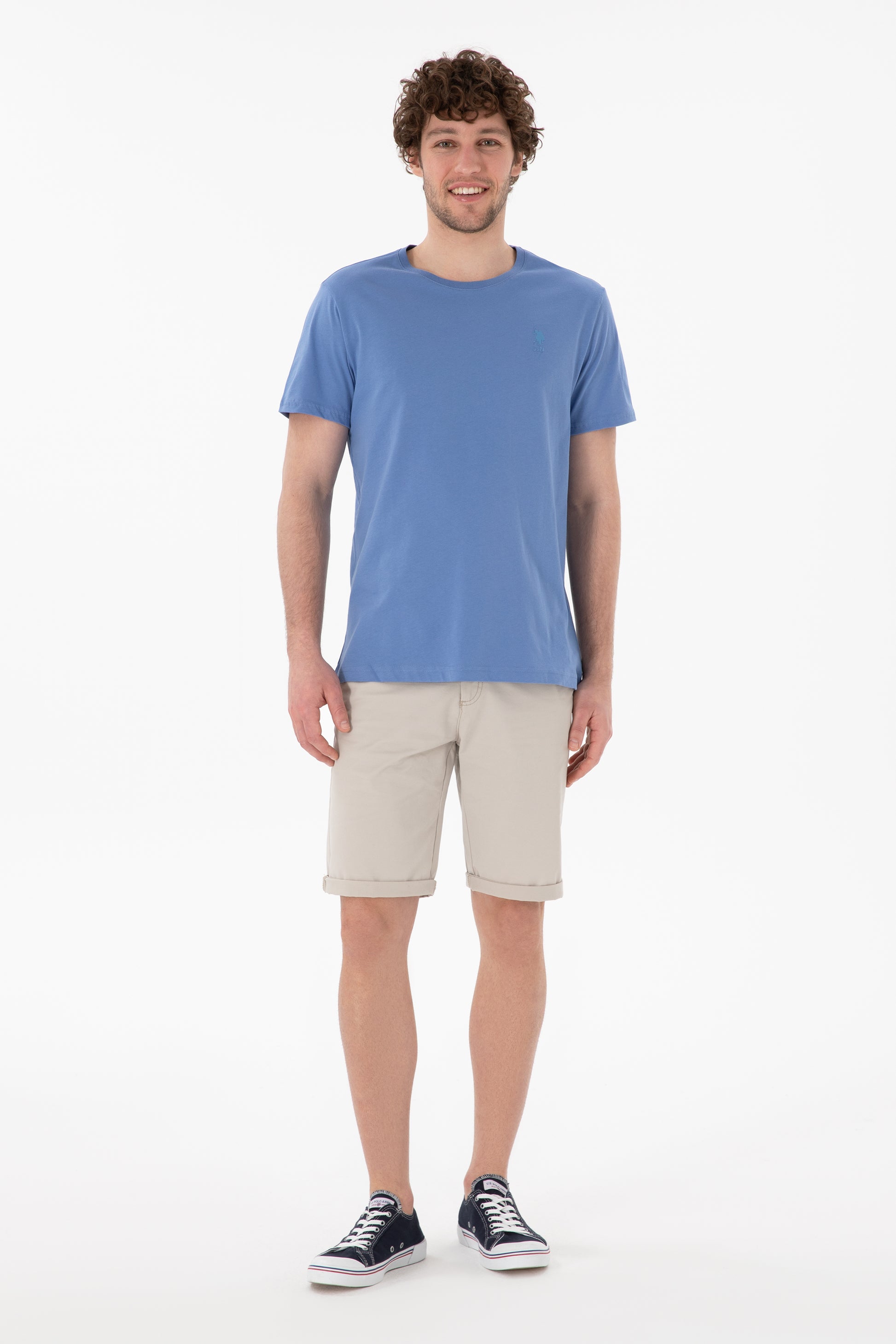 Men's Regular Fit Crew Neck Dark Blue Basic T-Shirt