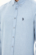 Men's Light Blue Long Sleeve Basic Shirt