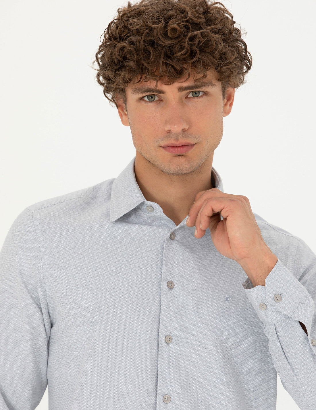 Grey Slim Fit Long Sleeve Shirt