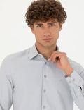 Grey Slim Fit Long Sleeve Shirt