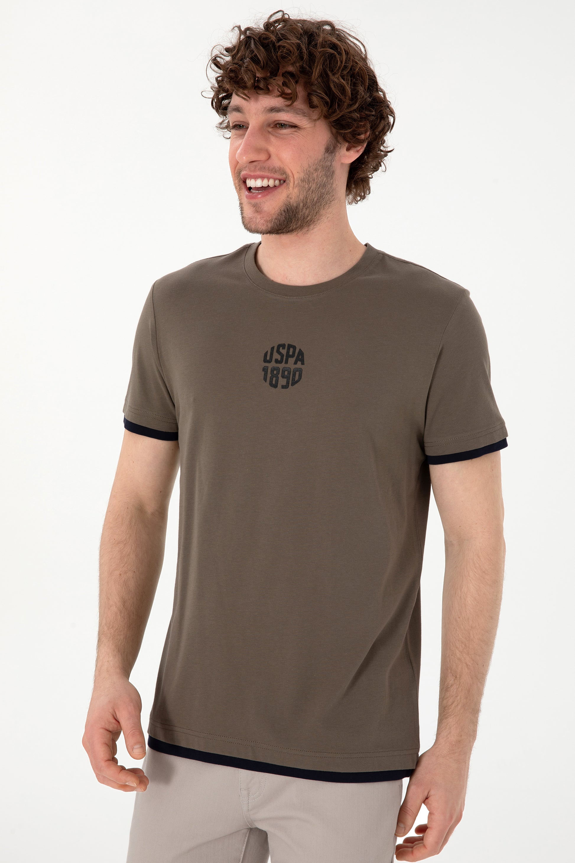 Men's Regular Fit Crew Neck Mink T-Shirt