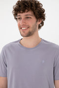Men's Regular Fit Crew Neck Grey Basic T-Shirt